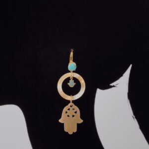 Turquoise Swarovski and Hamsa resin earrings