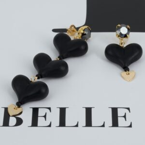 Black hearts and Jet hematite Swarovski mismatch earrings
