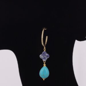 Sodaliet & Turquoise semi precious gemstone hoop earrings