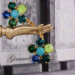 Matte gold all Swarovski gemstone flower earrings